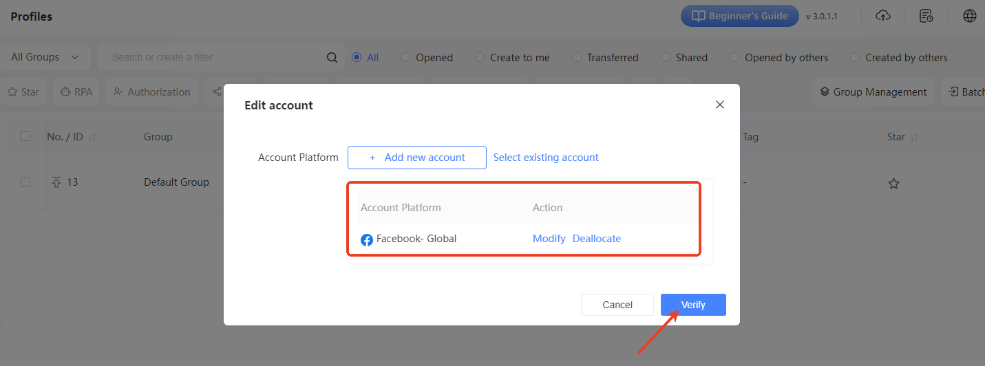 Step 2: Add Platform Account Password to the Profile