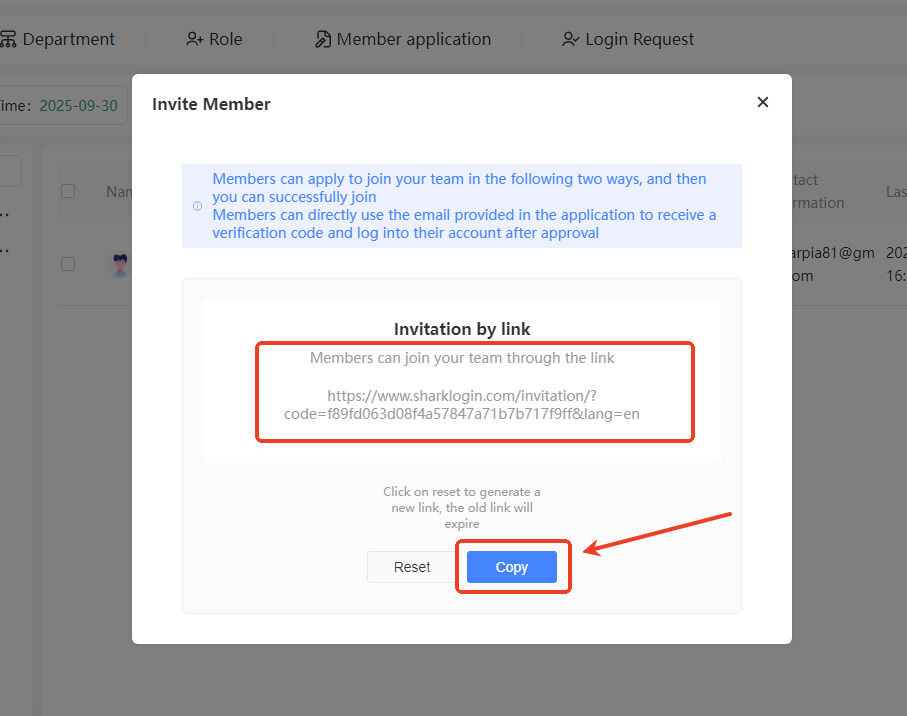 Step 2: Invite members to join the team