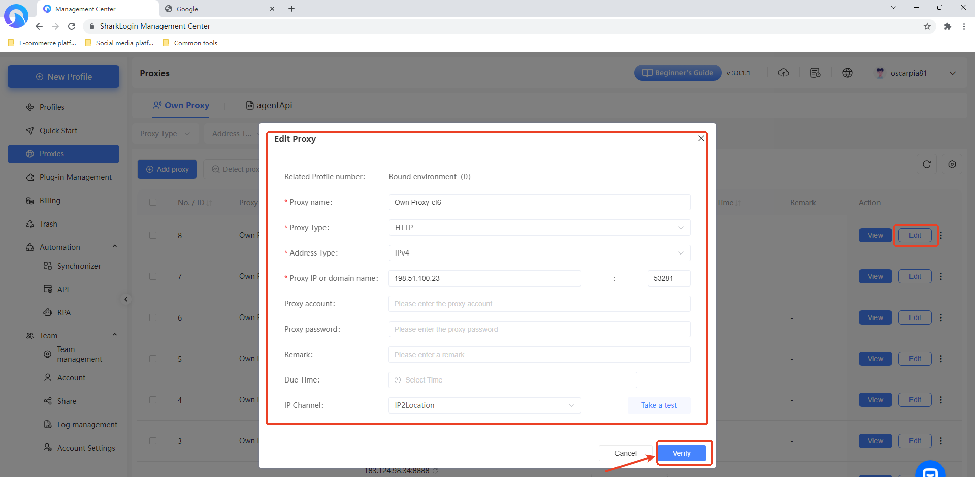 Step 1: Add proxy IP to the client