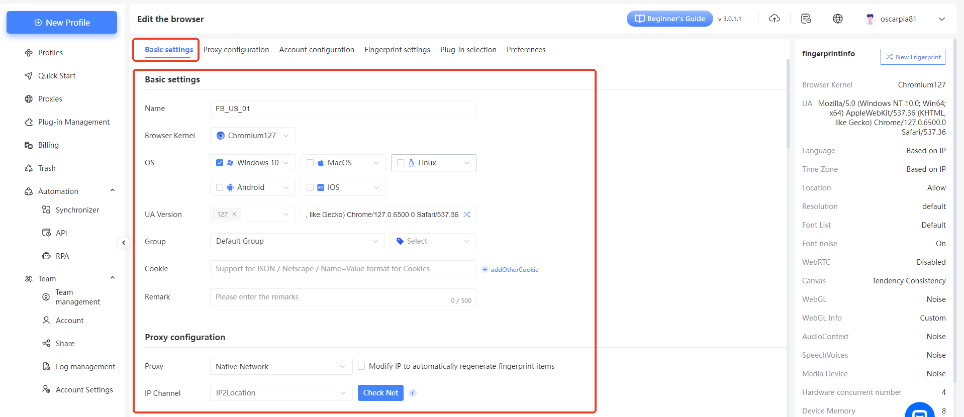Managing and Editing Created Profiles