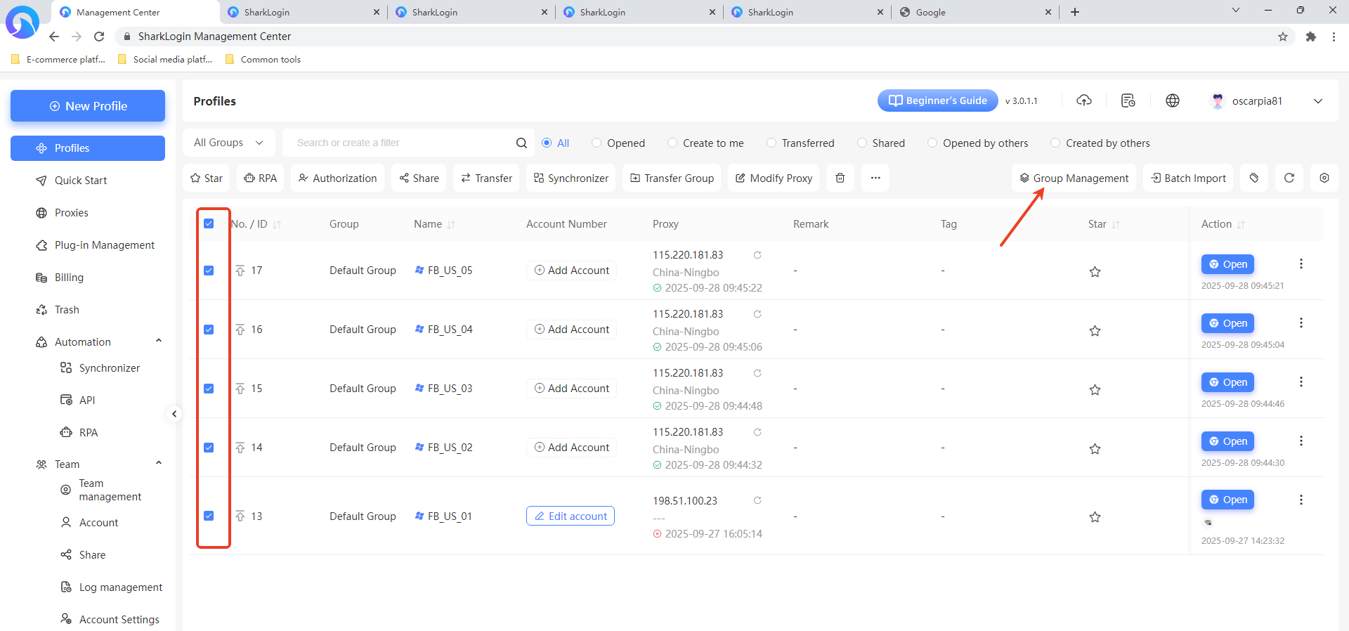 Step 4: Profile Grouping